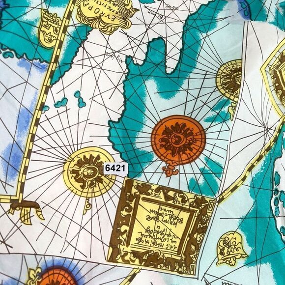 Mureli Silk Windbreaker Womens Medium World Map artsy High Neck Zip-Up Jacket - Picture 9 of 9